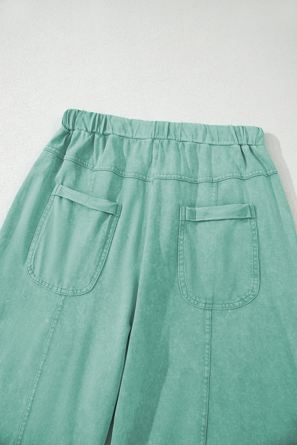 Mint Green Mineral Wash Exposed Seam Wide Leg Cargo Pants
