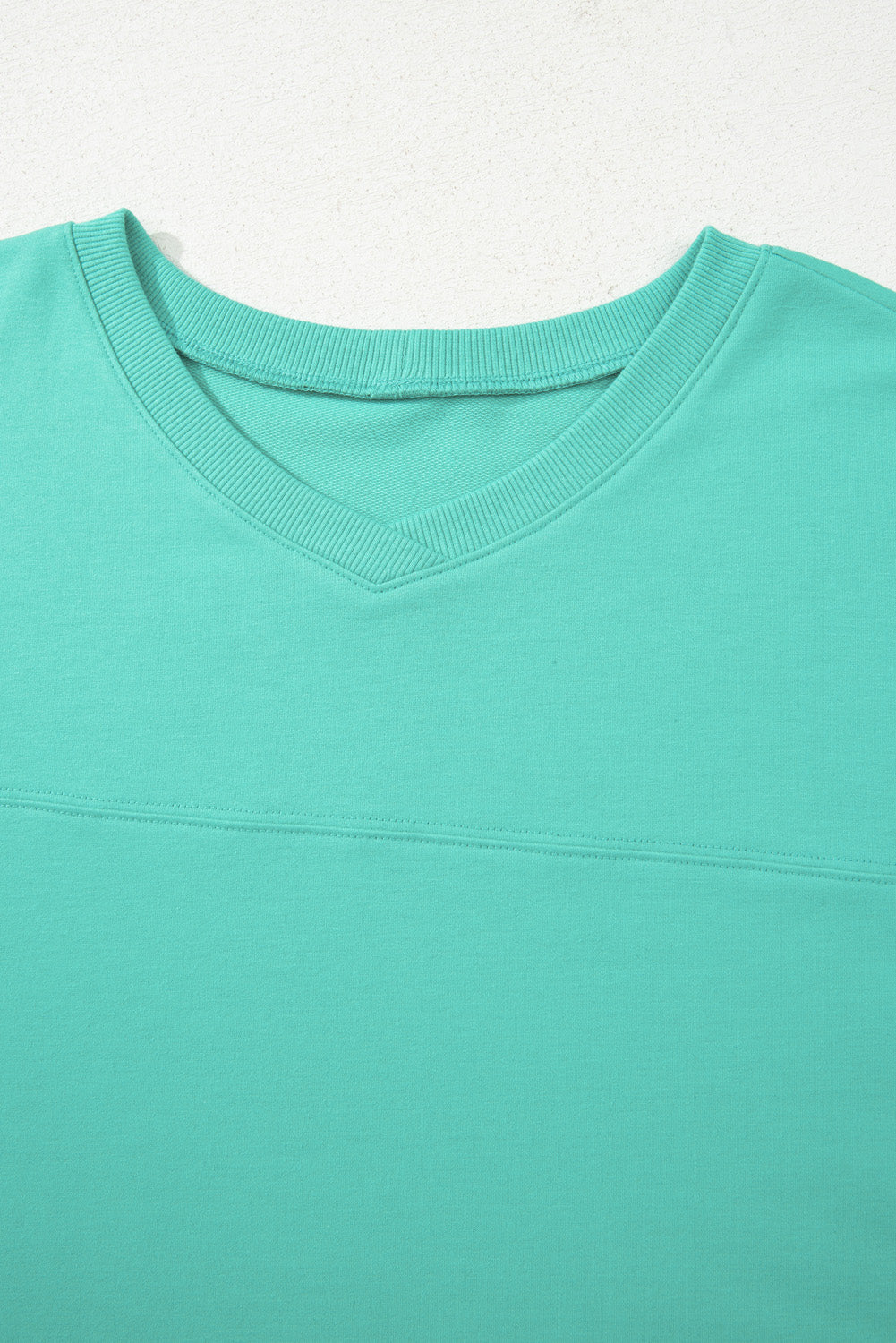 Sea Green Solid Color Plus Size Pullover and Loose Shorts Set