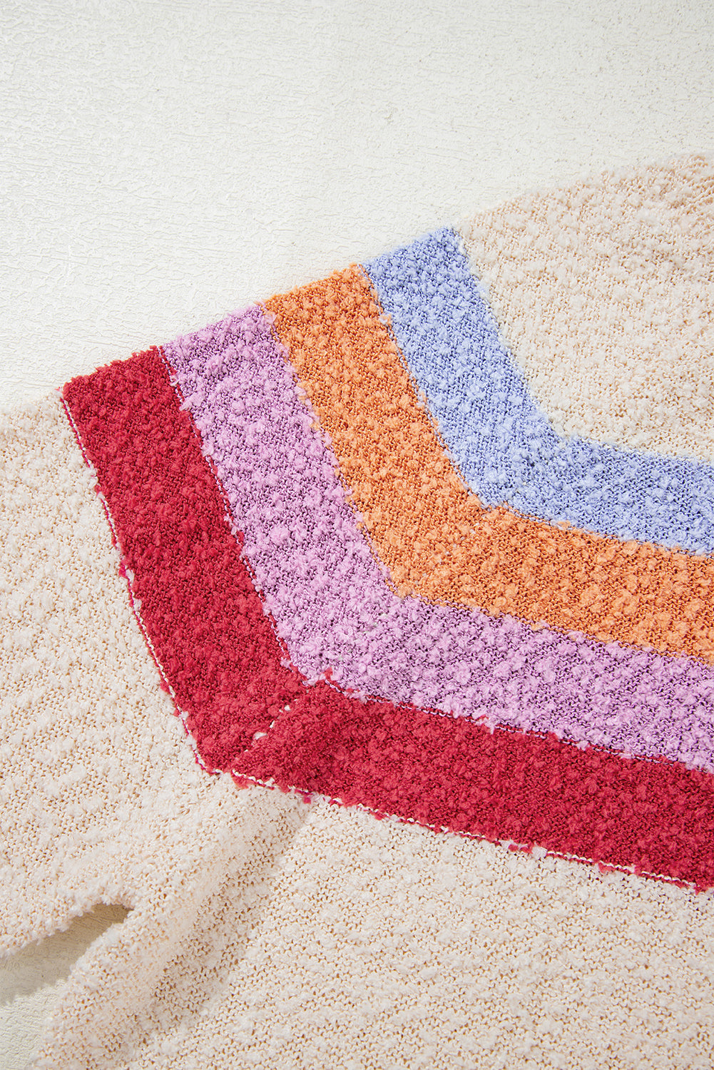 Jet Stream Striped Colorblock Drop Shoulder Textured Sweater