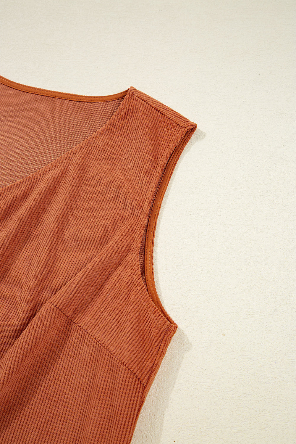 Gold Flame Corduroy Embroidered Patch Pocket Sleeveless Mini Dress