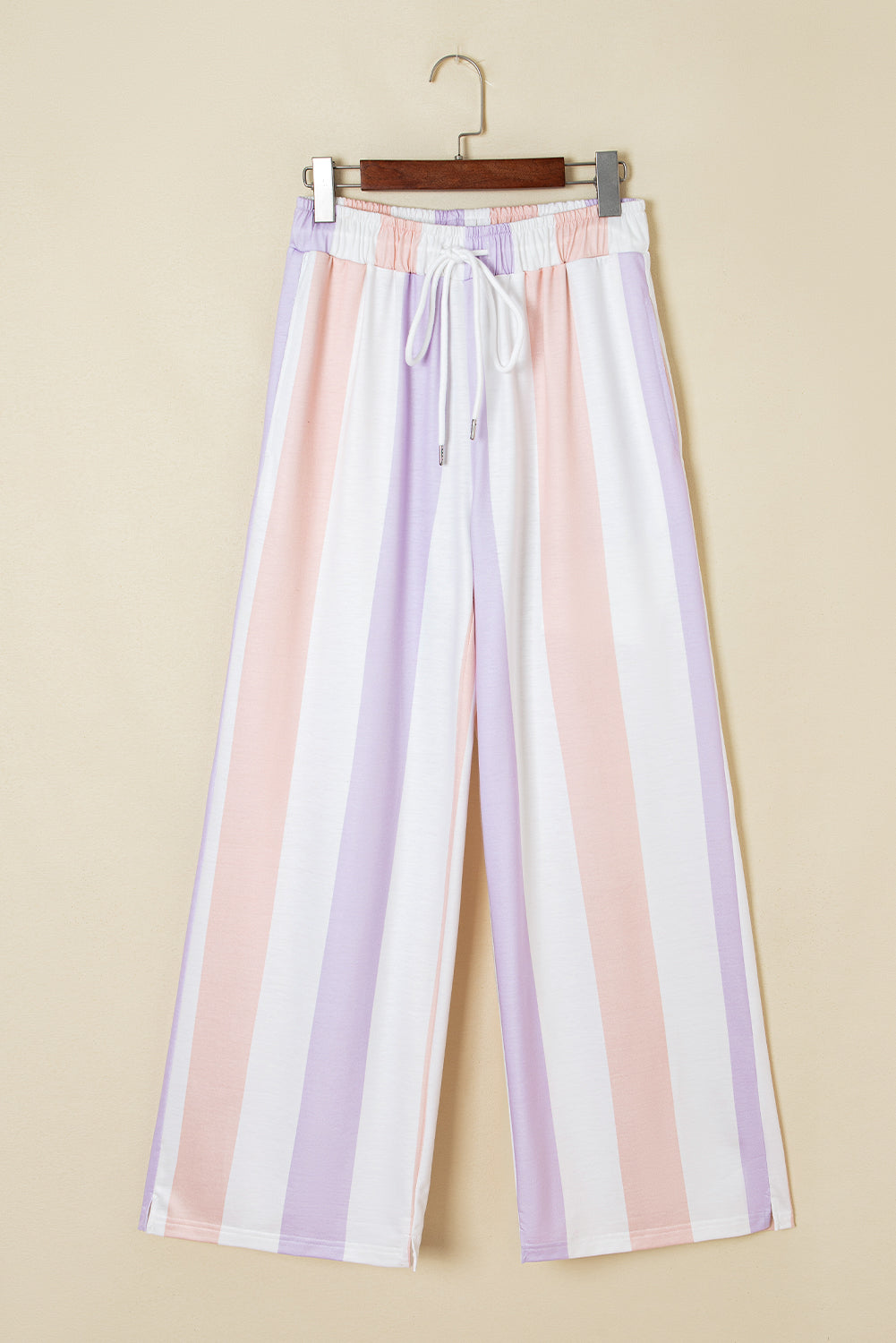 Purple Striped Colorblock High Waist Wide Leg Pants