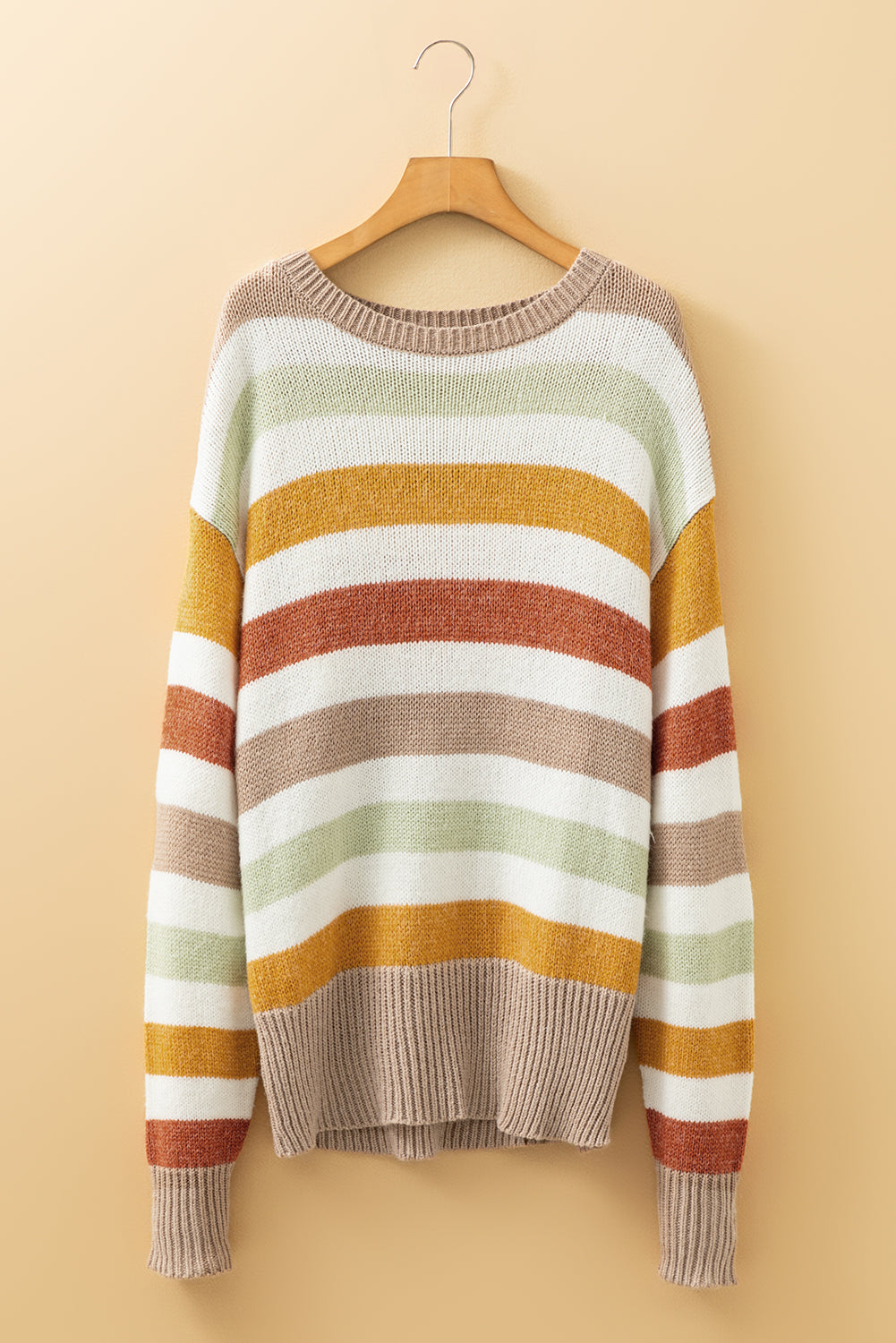 Multicolour Colorblock Drop Shoulder Crew Neck Sweater