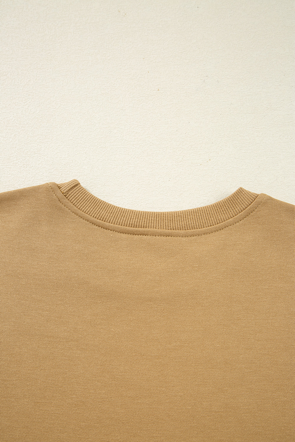 Camel Floral Striped Patchwork Ruffled Sleeve Crew Neck Sweatshirt