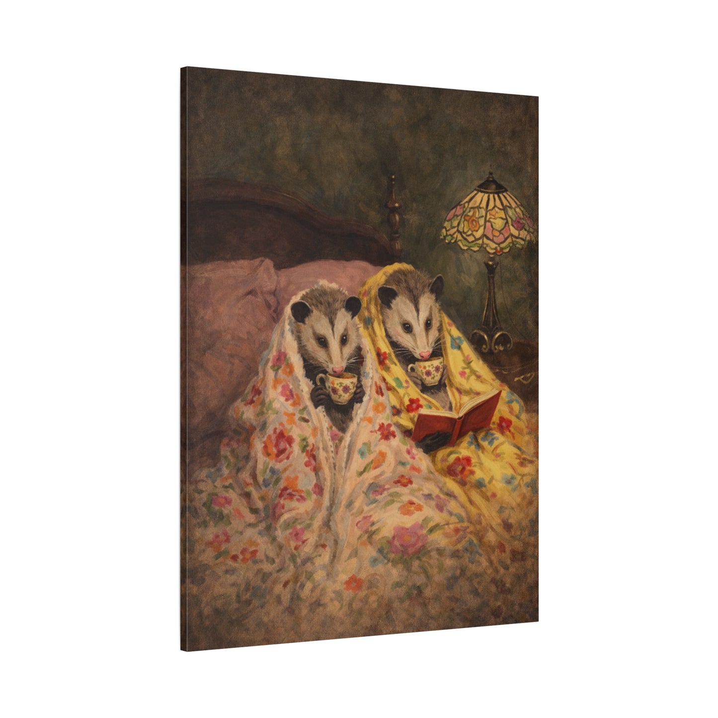 Cozy Possums Reading Canvas