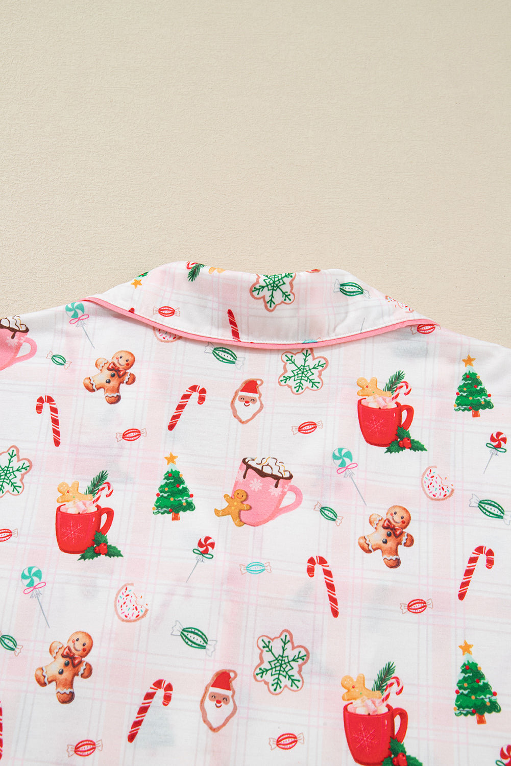 Pink Christmas Spirit Cute Holiday Print Short Sleeve Shirt and Pants Pajama Set