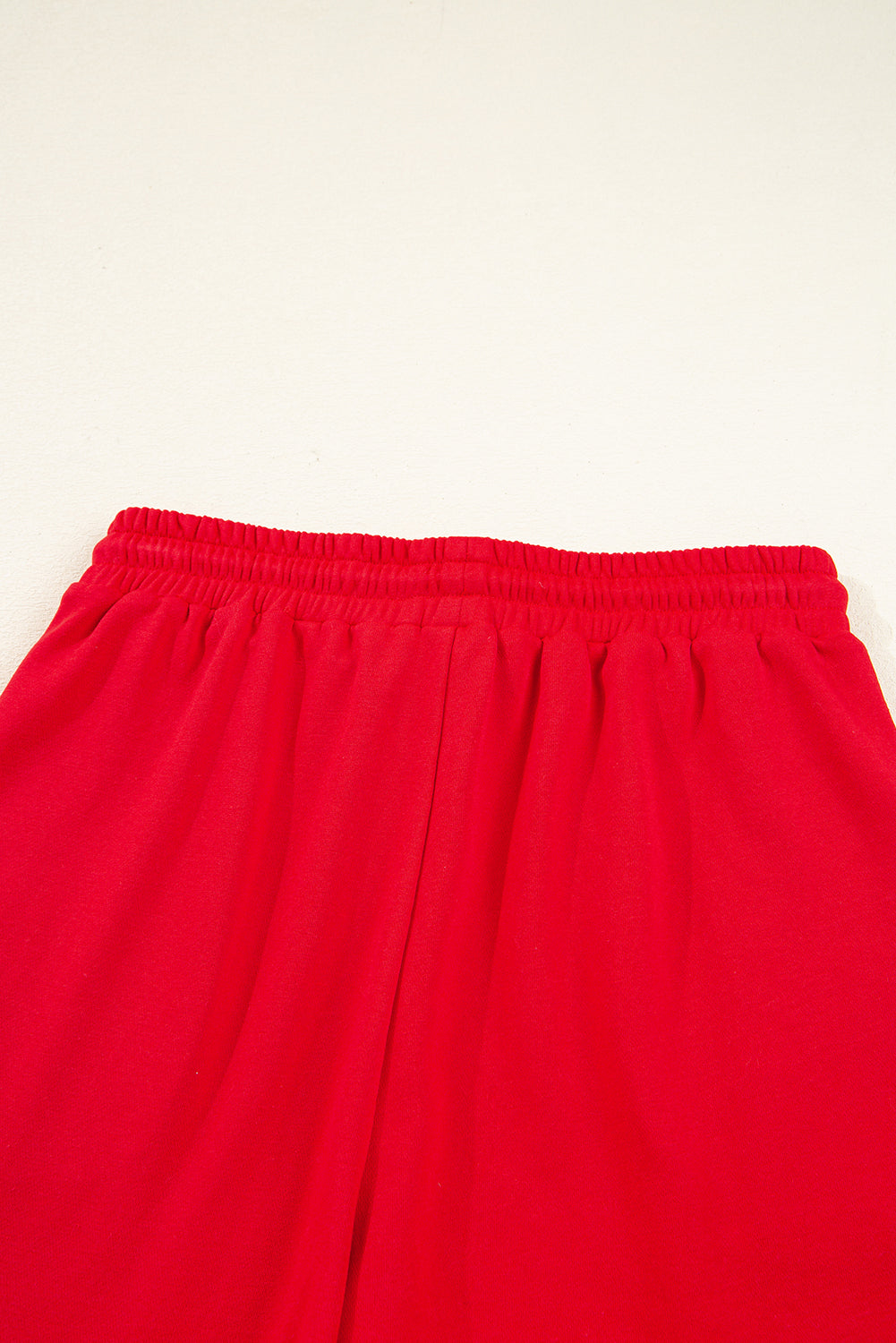 Fiery Red Varsity Striped Sleeve Drop Shoulder Sweatshirt and Shorts Set