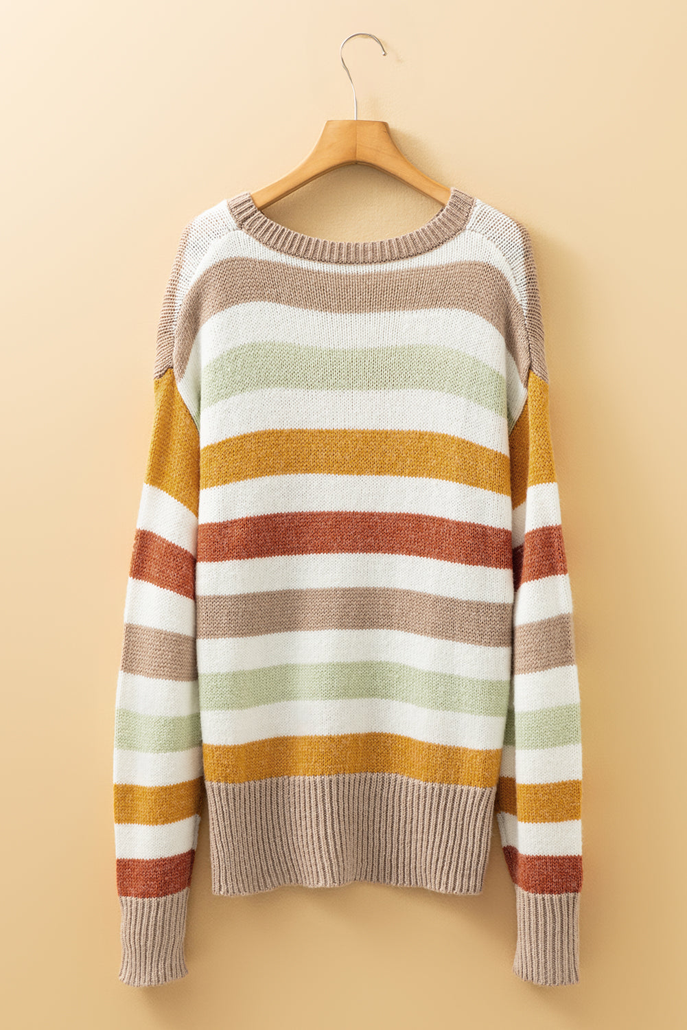Multicolour Colorblock Drop Shoulder Crew Neck Sweater