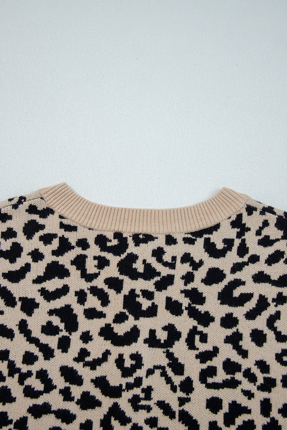 Black Leopard Drop Shoulder Knitted Cardigan
