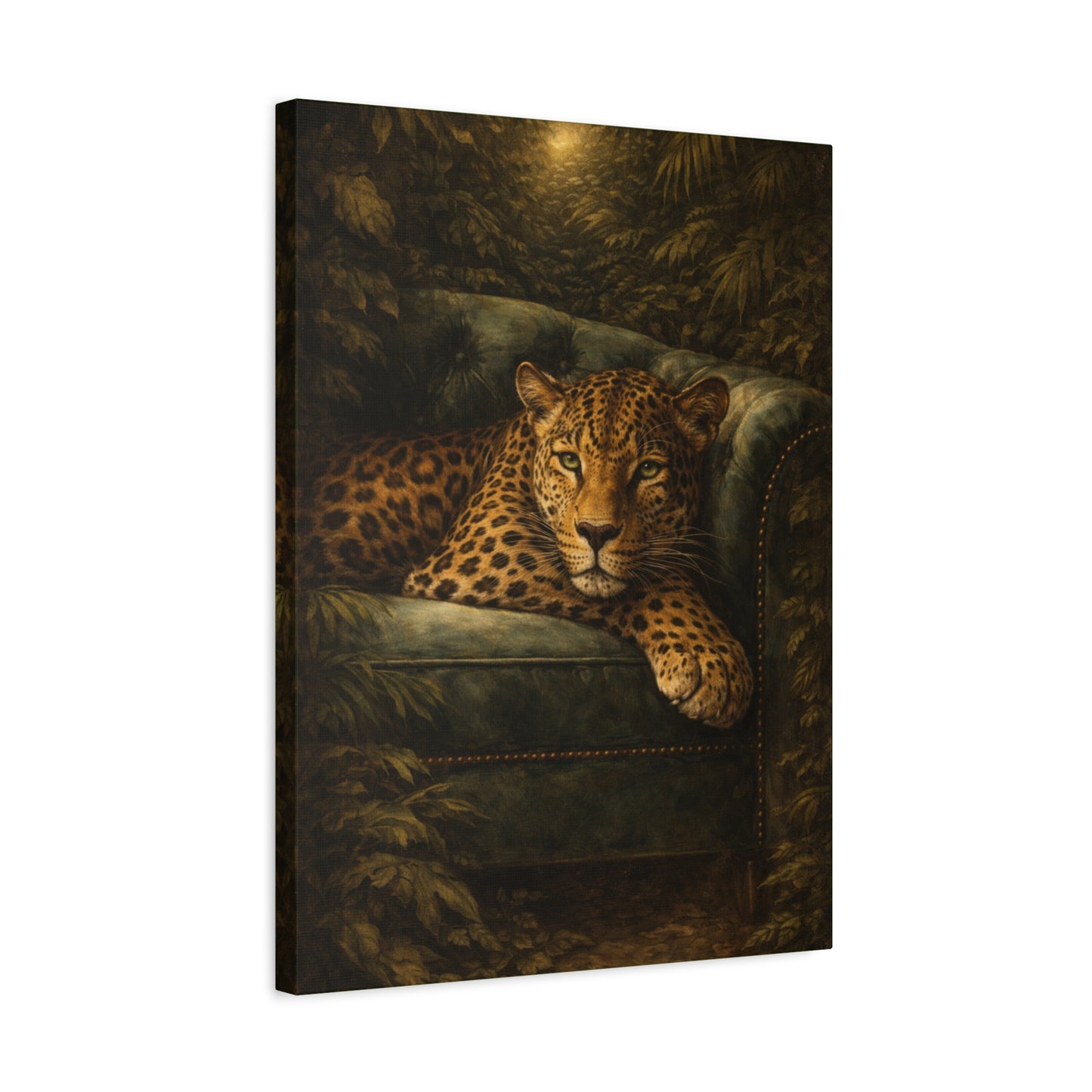 Leopard on Velvet Sofa Canvas