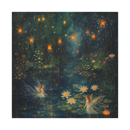 Enchanted Lanterns & Water Lily Canvas