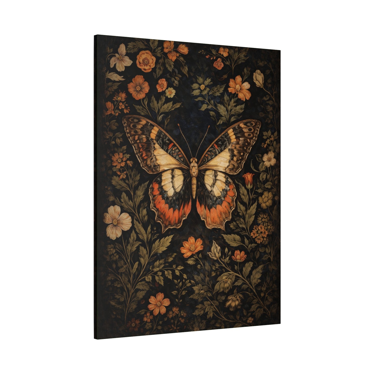 Vintage Butterfly Floral Canvas