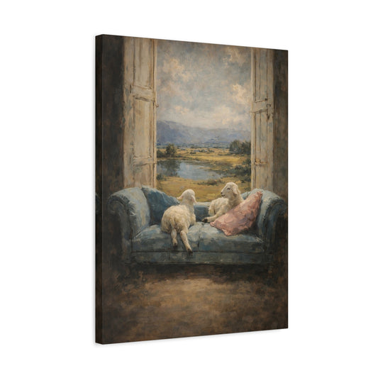 Sheep on Sofa Canvas