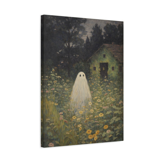 Haunted Cottage Ghost Canvas