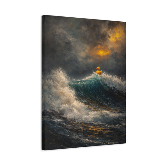 Rubber Duck in Stormy Sea Canvas
