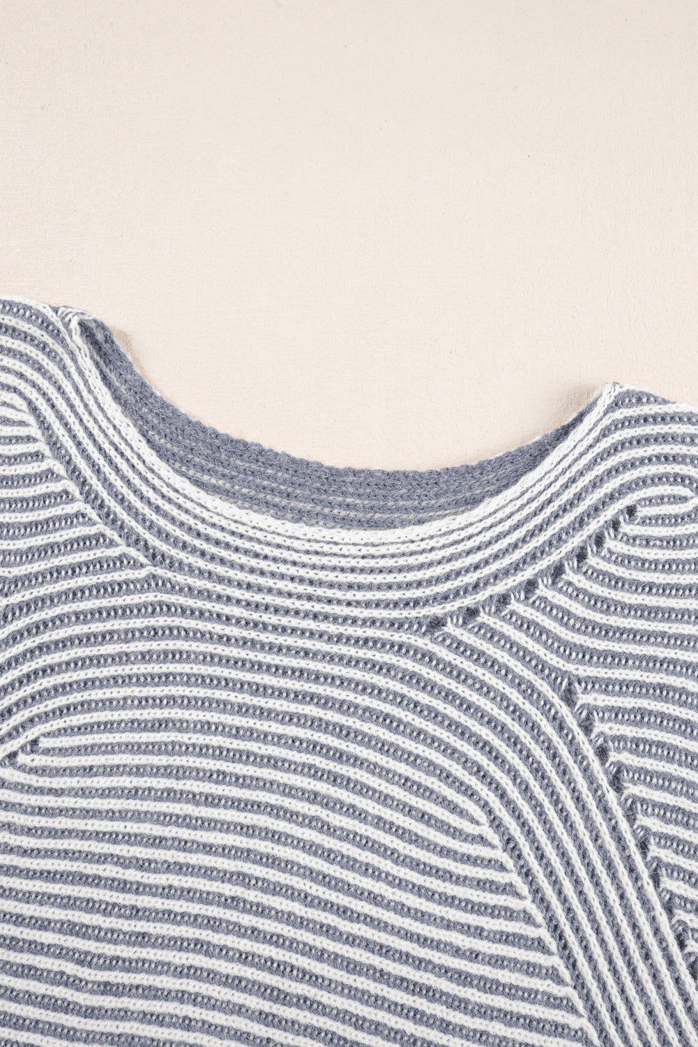 Ashleigh Blue Striped Print Ribbed Knit Raglan Sleeve Baggy Sweater
