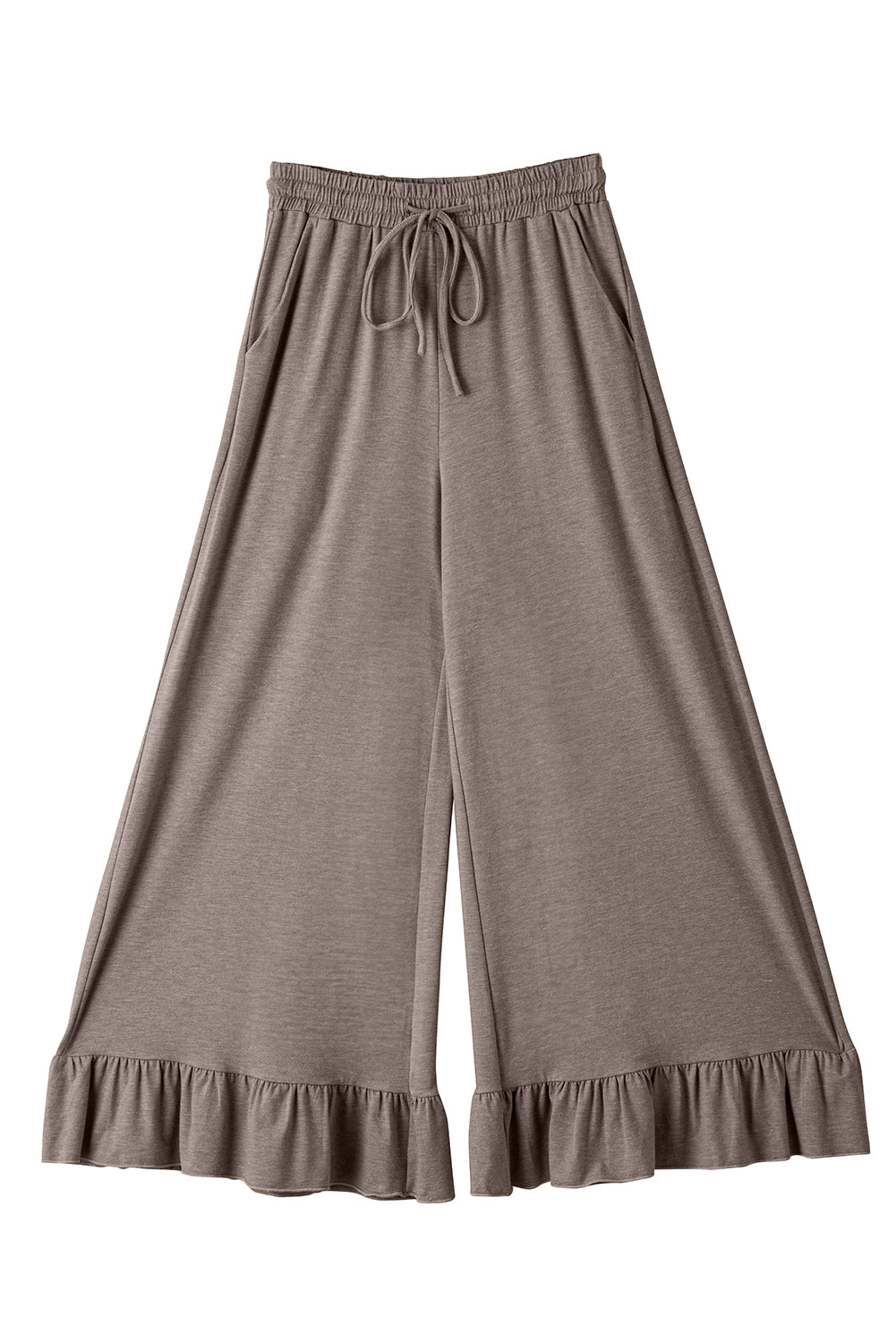 Dune Solid Color Ruffle Hem Wide Leg Pants