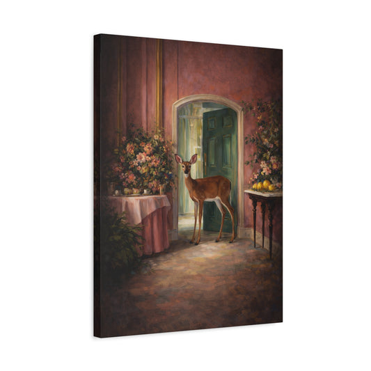 Deer in Parlor Canvas