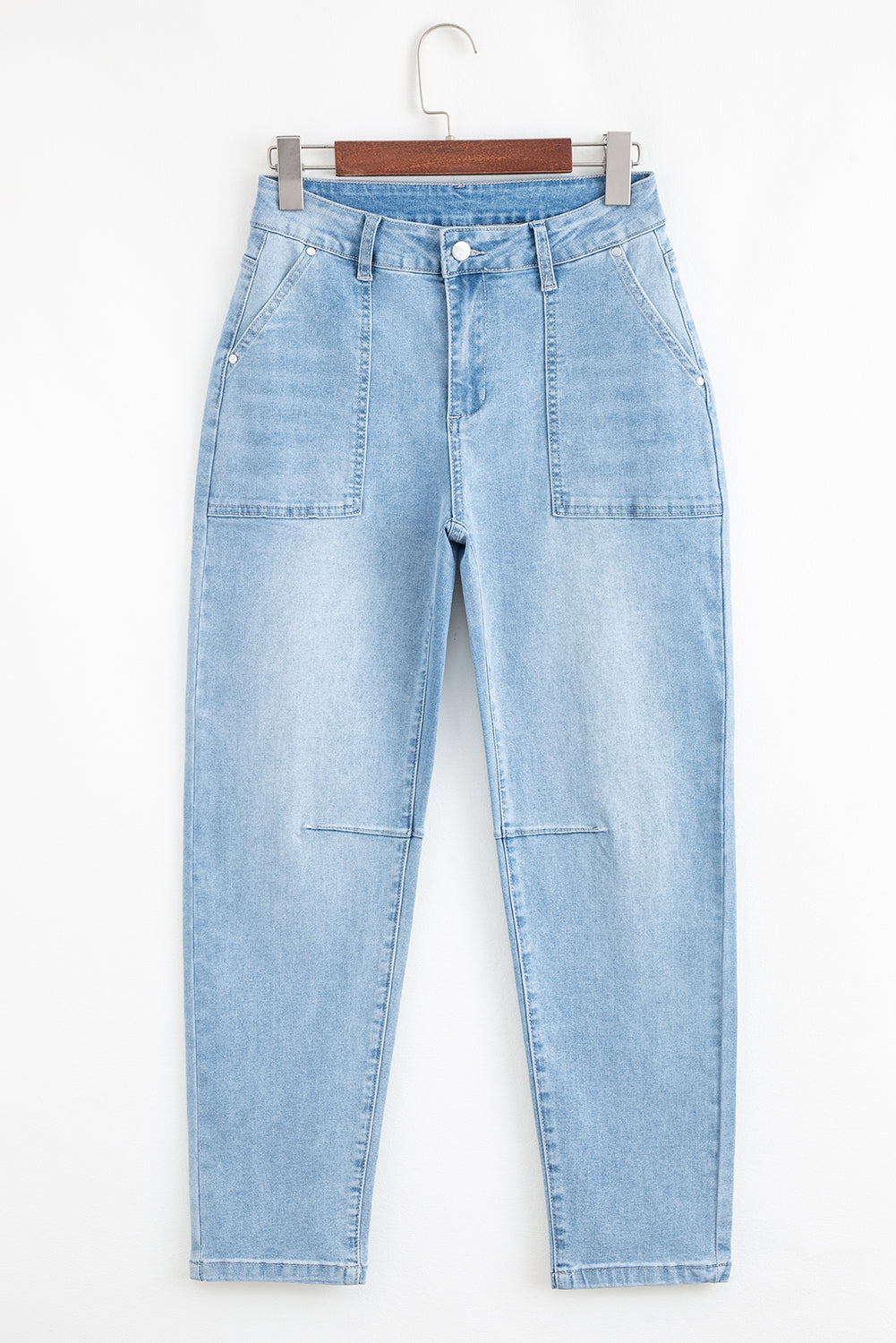 Beau Blue High Rise Relaxed Patch Pocket Jeans