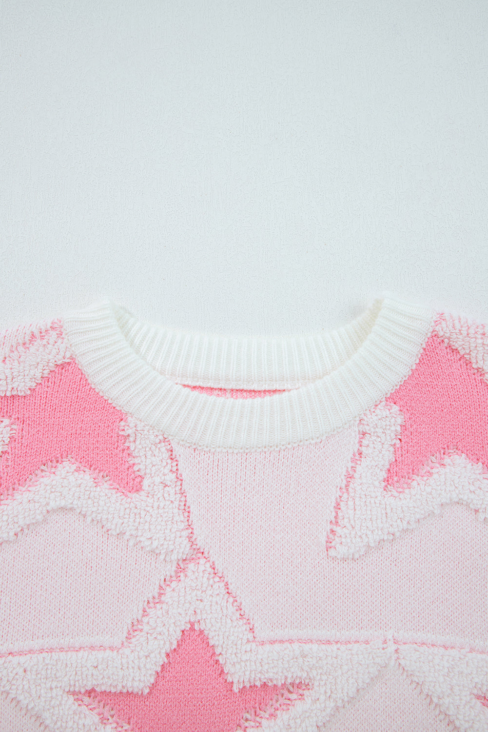 Sachet Pink Star Pattern Drop Sleeve Loose Sweater
