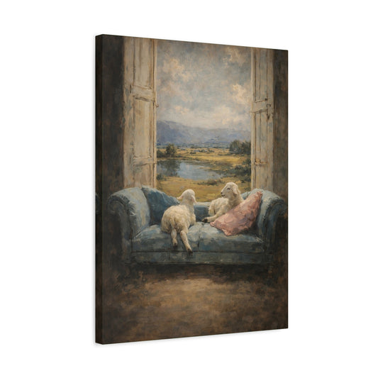 Sheep on Sofa Canvas