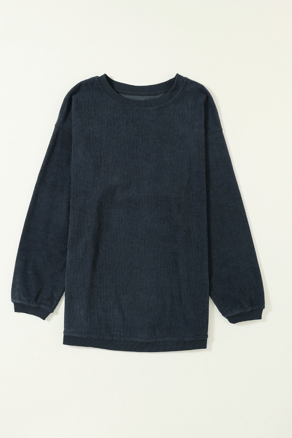 Dark Grey Drop Sleeve Rib Knit Oversized Sweatshirt