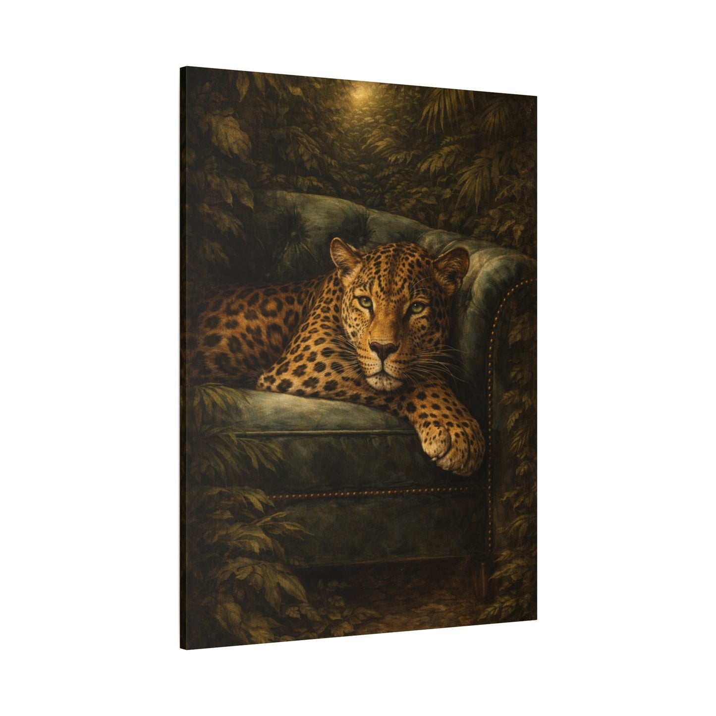 Leopard on Velvet Sofa Canvas