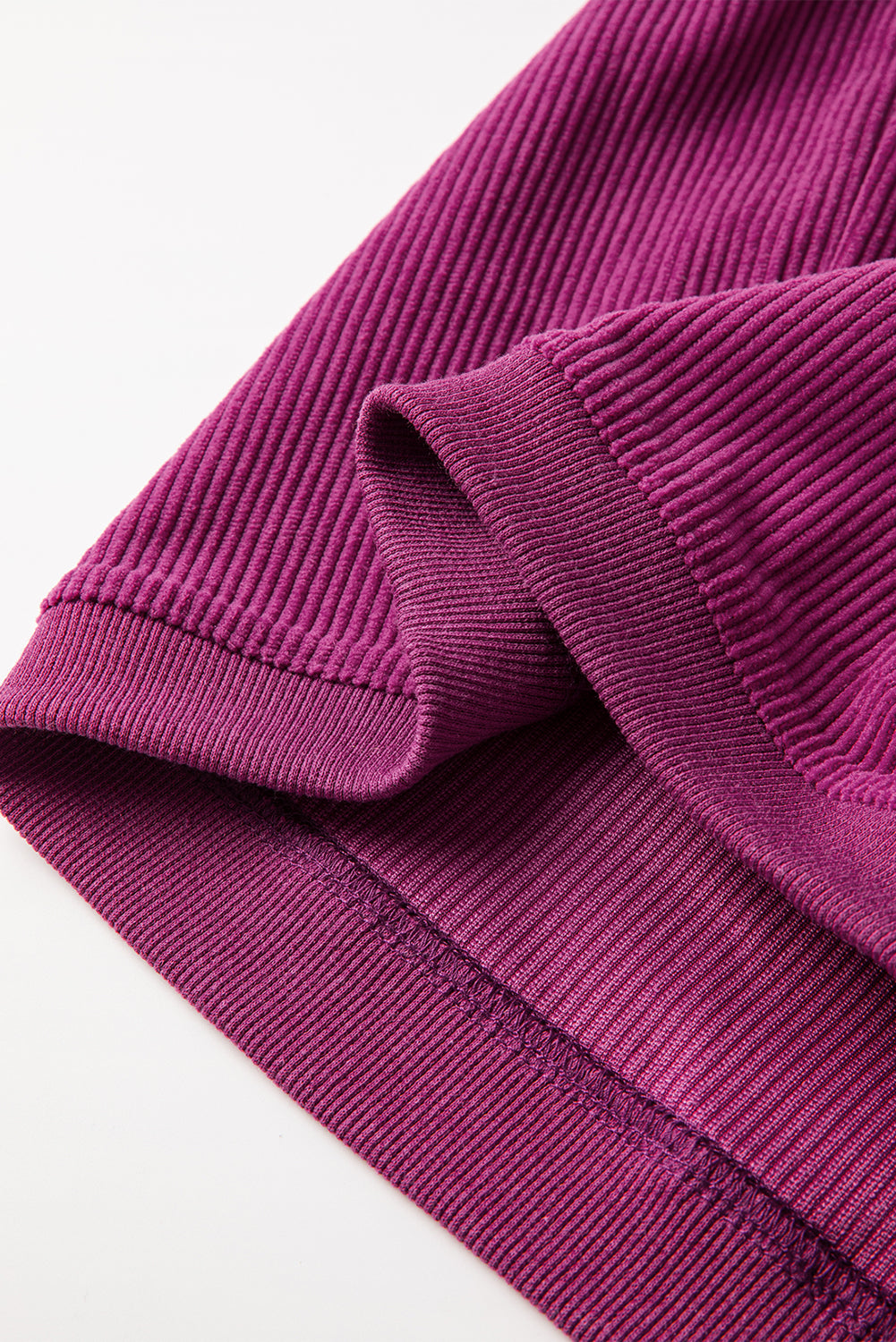 Festival Fuchsia Plain Drop Sleeve Rib Knit Oversized Sweatshirt