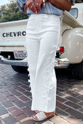 White Bowknot Side Detail Straight Leg Loose Jeans