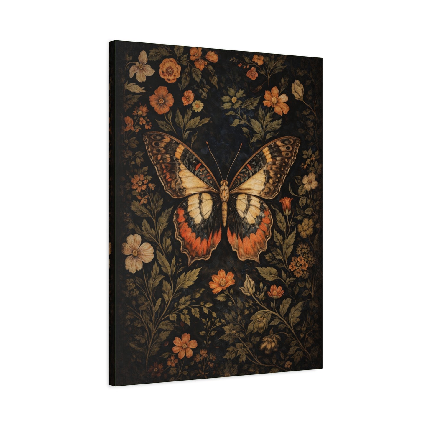 Vintage Butterfly Floral Canvas