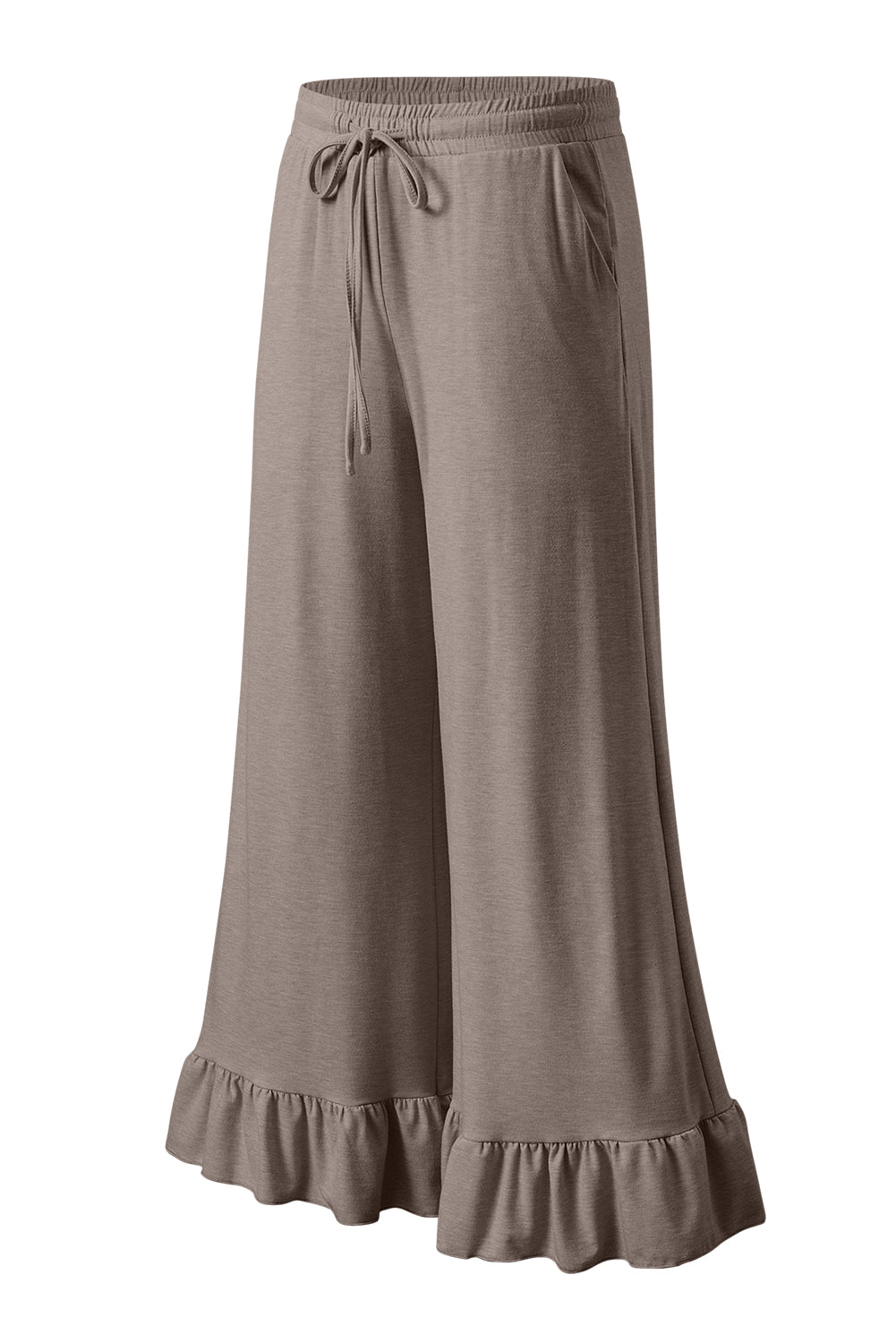 Dune Solid Color Ruffle Hem Wide Leg Pants