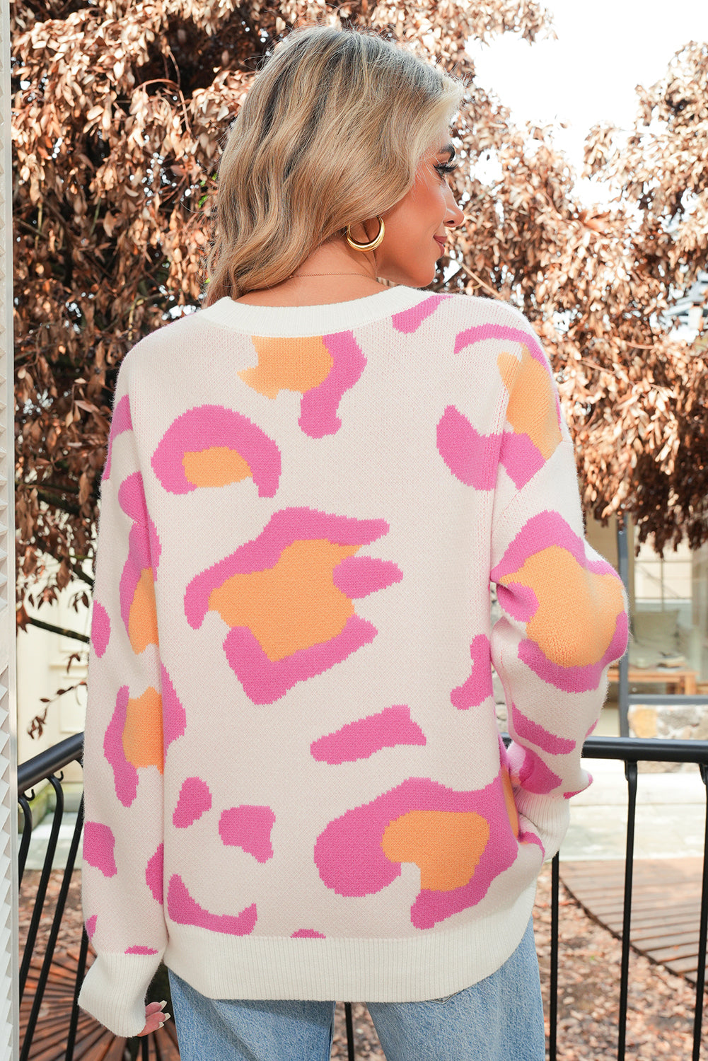 Sachet Pink Cheetah Colorblock Sweater