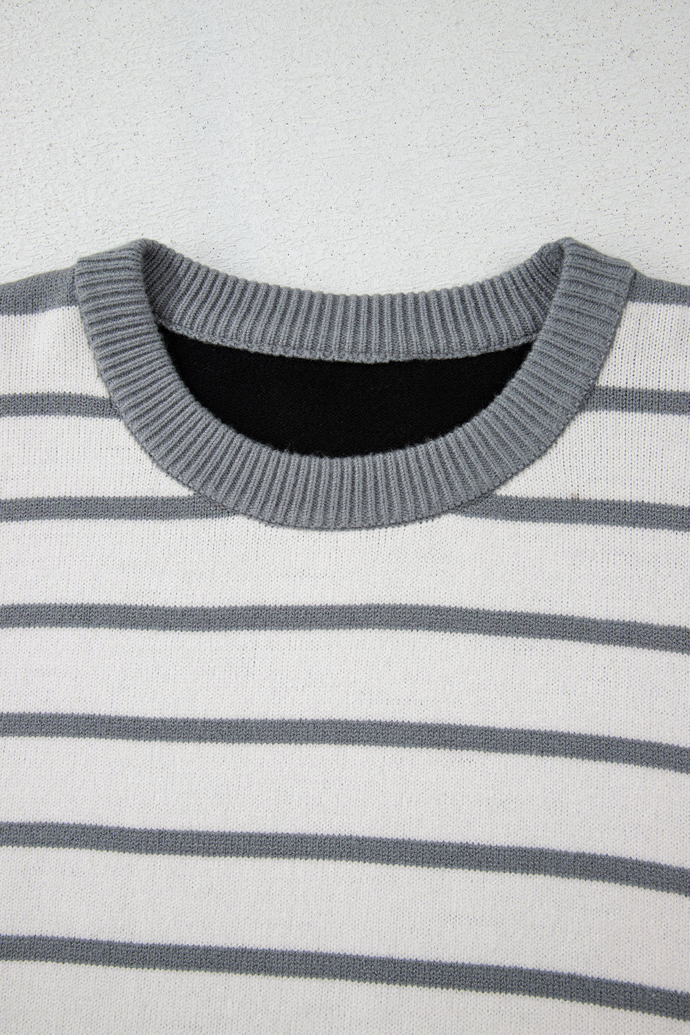 Gray Striped Colorblock Pullover Sweater