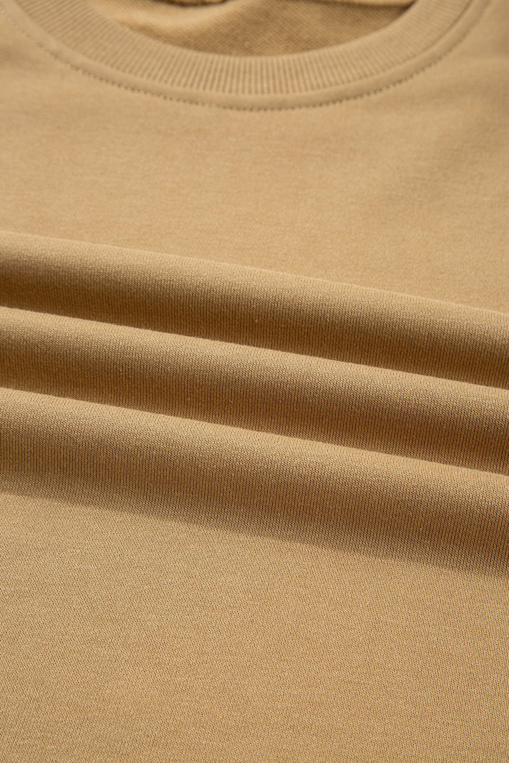 Camel Floral Striped Patchwork Ruffled Sleeve Crew Neck Sweatshirt