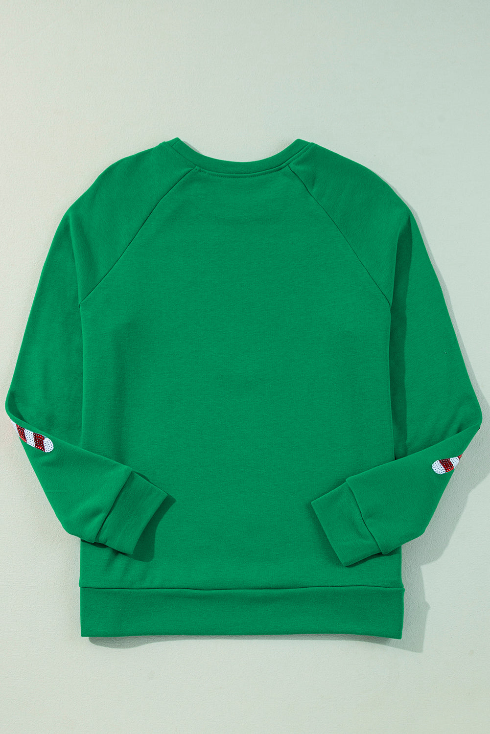 Green Christmas Candy Cane Graphic Sequins Patch Pullover Sweatshirt