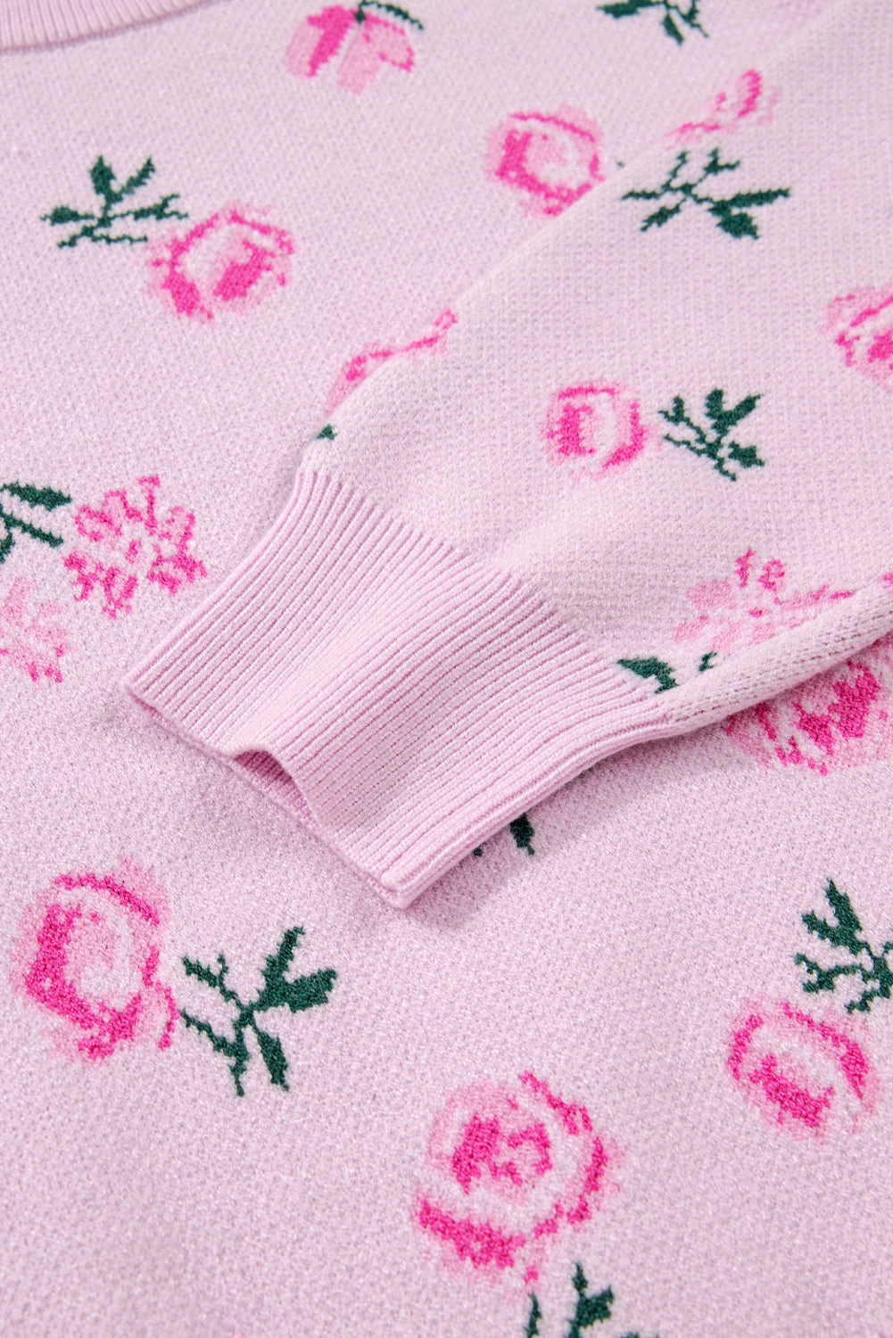 Delicacy Sweet Floral Print Drop Shoulder Cropped Sweater