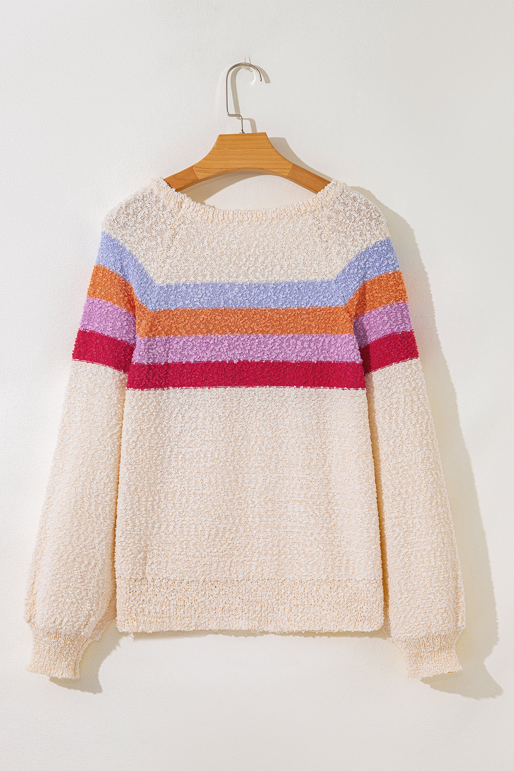 Jet Stream Striped Colorblock Drop Shoulder Textured Sweater
