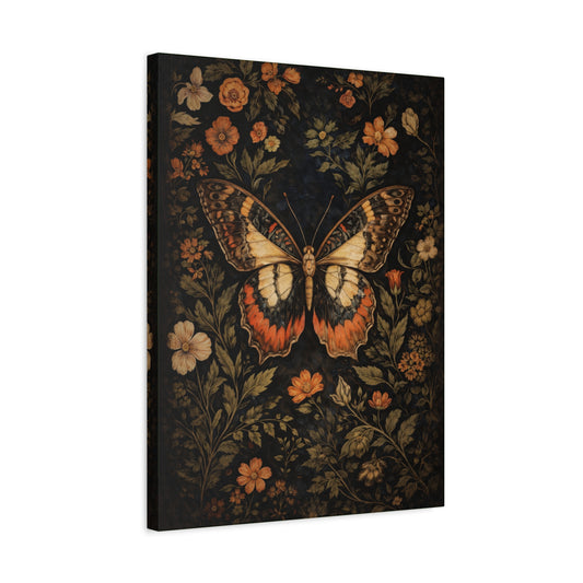 Vintage Butterfly Floral Canvas
