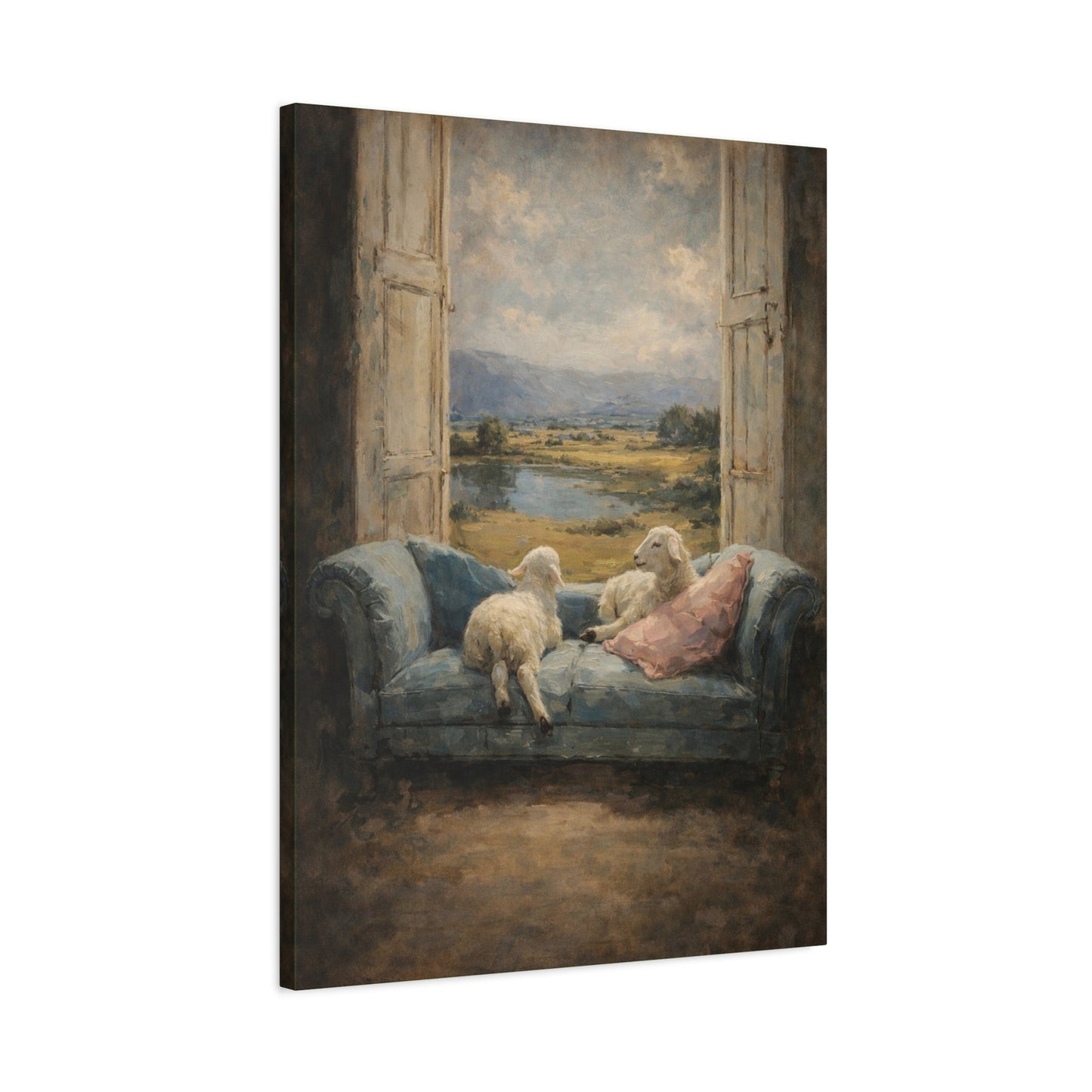 Sheep on Sofa Canvas