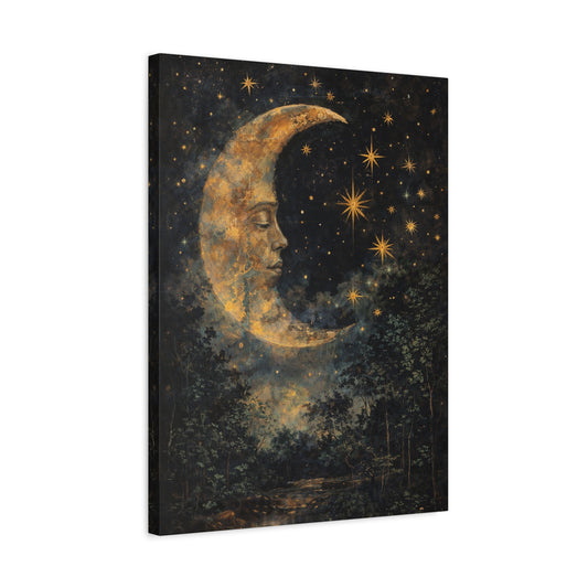 Celestial Moon Face Canvas
