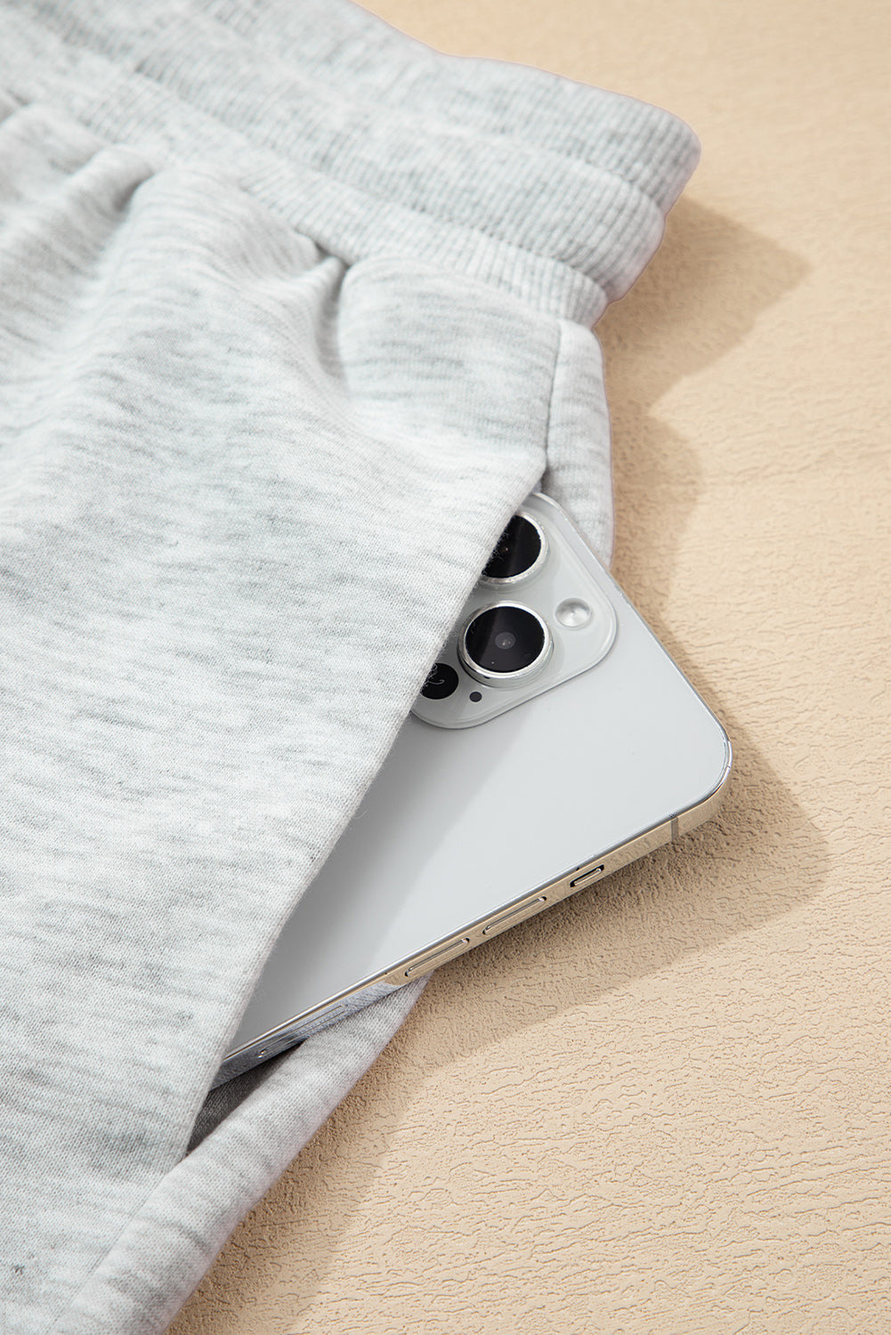 Light Grey Colorblock Raw Hem Pullover and Shorts Set