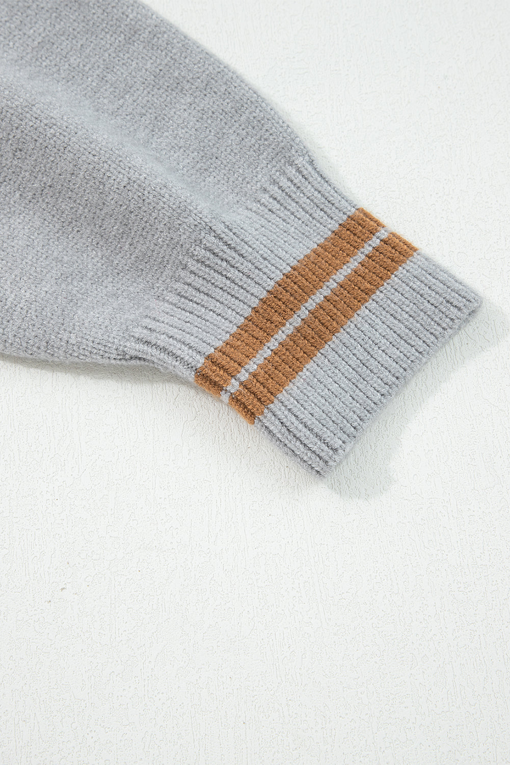 Light Grey Letter Embroidered Graphic Sweater