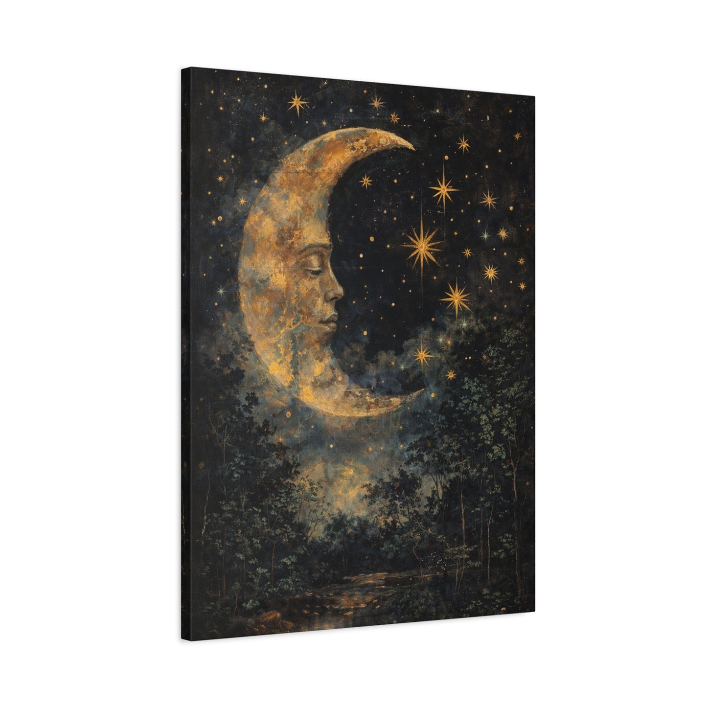 Celestial Moon Face Canvas