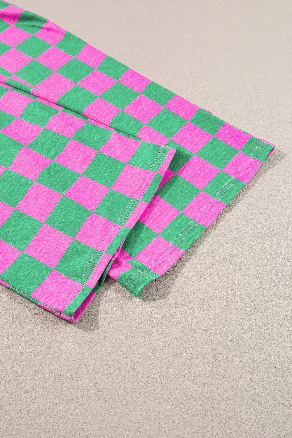 Green Checkered Print High Waist Wide Leg Pants