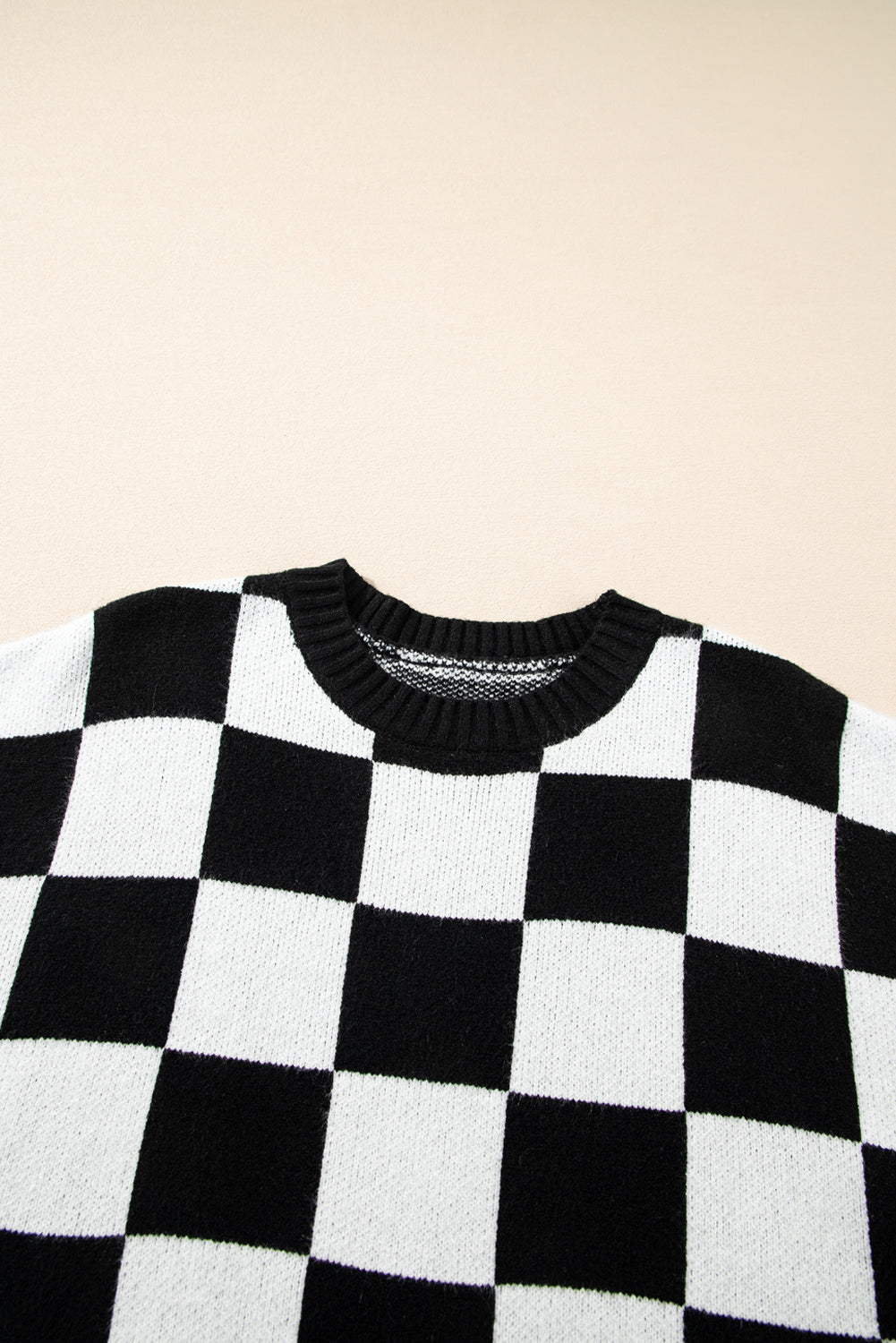 Black Colorblock Plaid Knit Vest