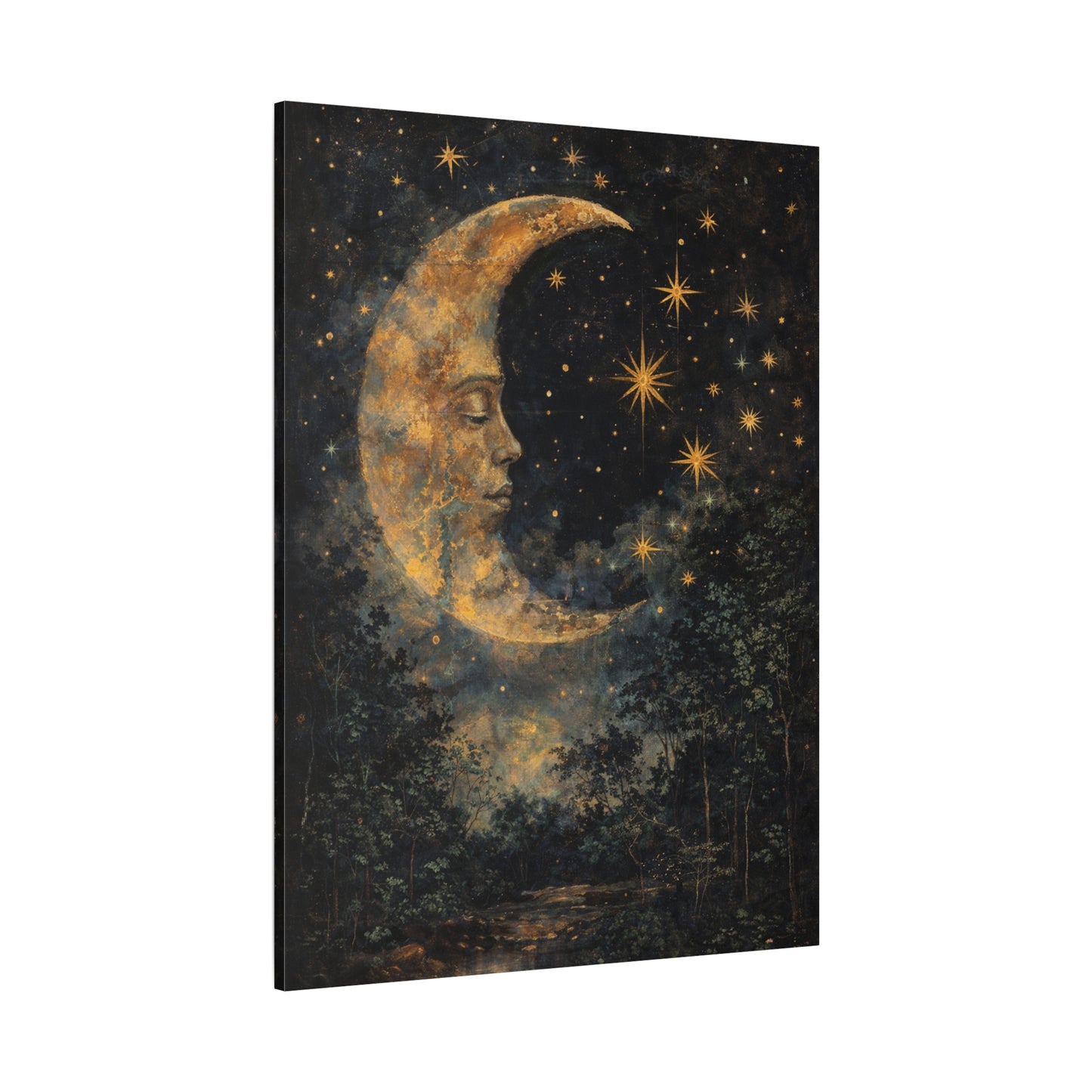 Celestial Moon Face Canvas