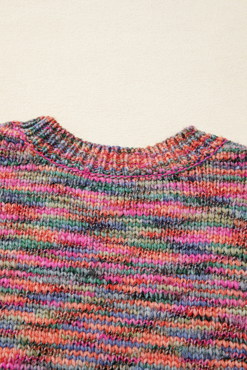 Purple Space Dye Yarn Crew Neck Sweater