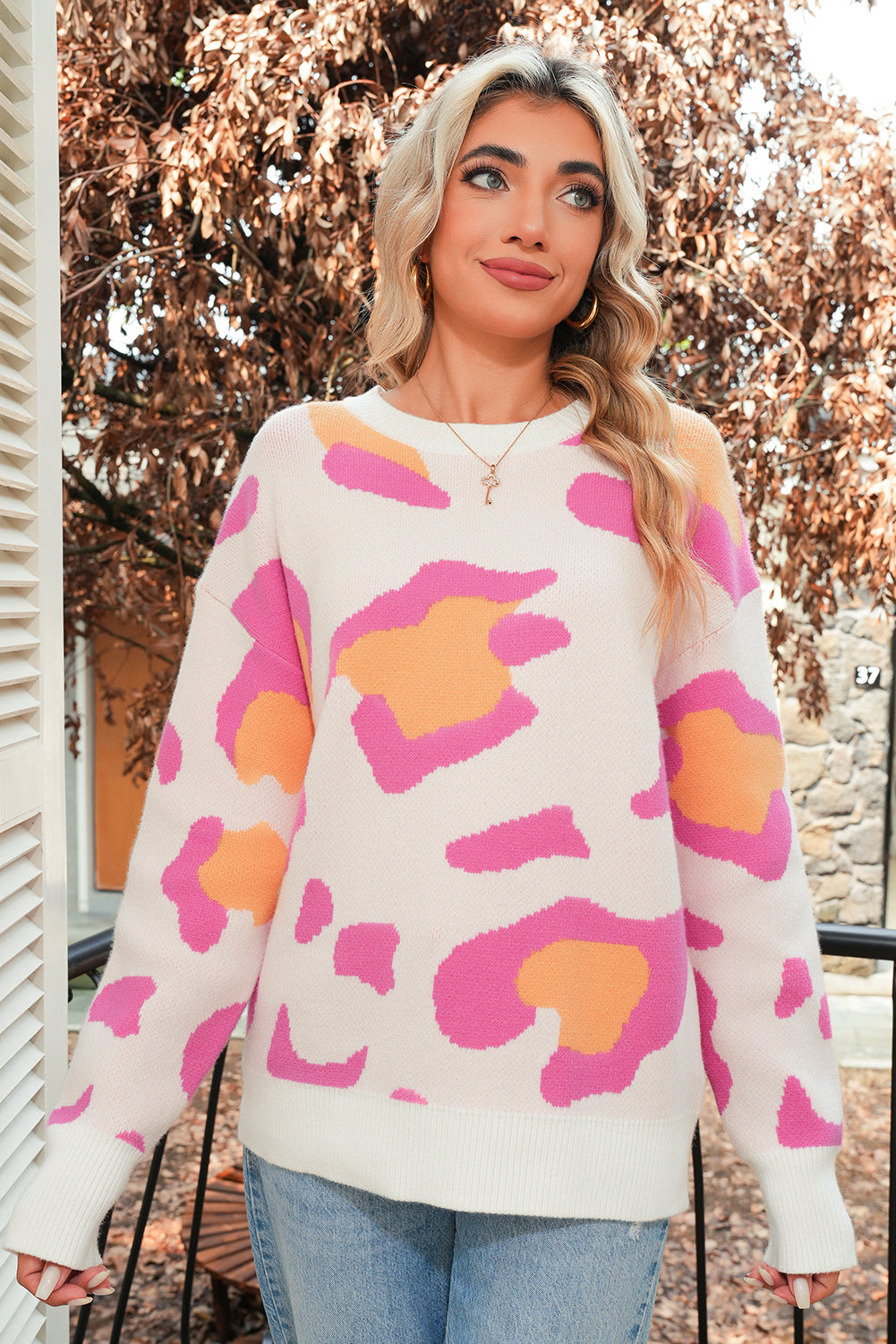 Sachet Pink Cheetah Colorblock Sweater