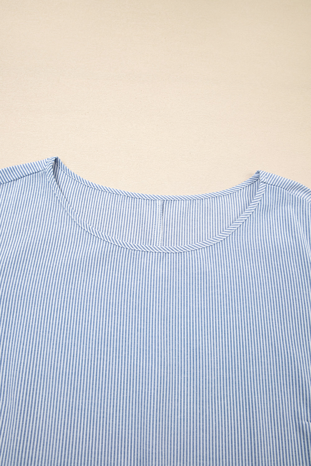 Sky Blue Crisscross Lace Detail Mixed Striped Patchwork Plus Size Dress