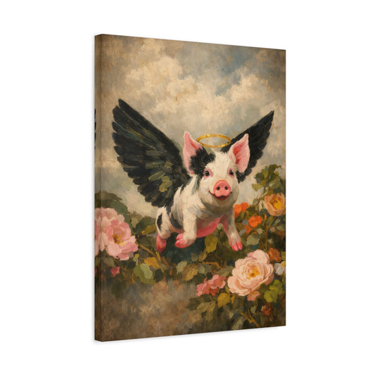 Flying Pig Angel Canvas
