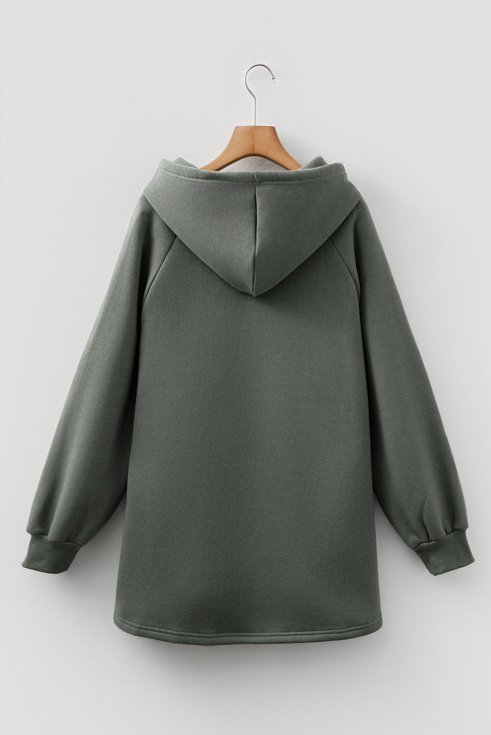 Raglan Sleeve Drawstring Hooded Tunic Sweatshirt